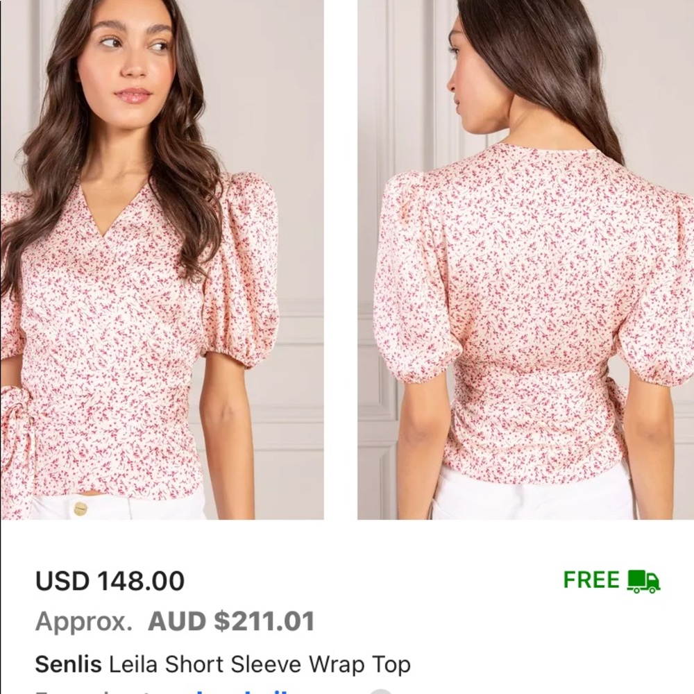 Senlis short sleeve wrap top. Size xs - Picture 2 of 2